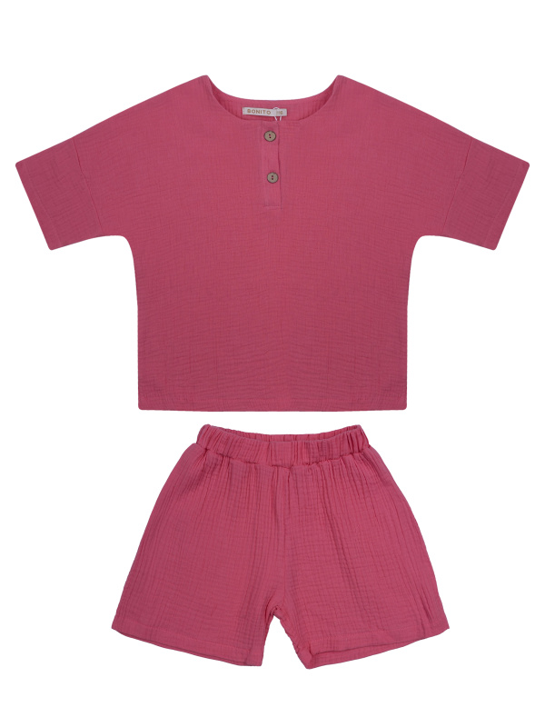 картинка ЧЗ Комплект для девочки (футболка и шорты) 6-9 лет 100% хлопок BONITO KIDS/OP1936(02-26)(ЧЗ)/уп.4шт./меш.204шт. от BonitoKids