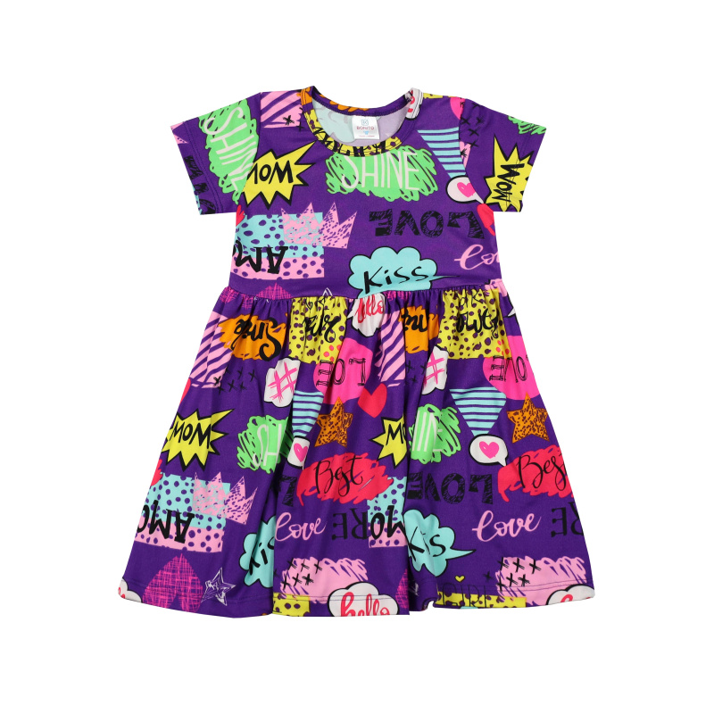 картинка БГ_ЧЗ Платье для девочки 3-7 лет 100% п/э BONITO KIDS/BK1804P(ЧЗ)/уп.5шт./меш.360шт. от BonitoKids
