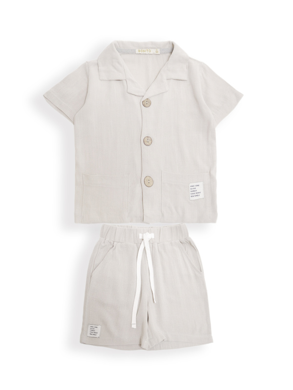 картинка ЧЗ Комплект для мальчика (рубашка и шорты) 3-7 лет 65% вискоза 35% лен, BONITO KIDS/OP1956(ЧЗ)/уп.5шт./меш.220шт. от BonitoKids