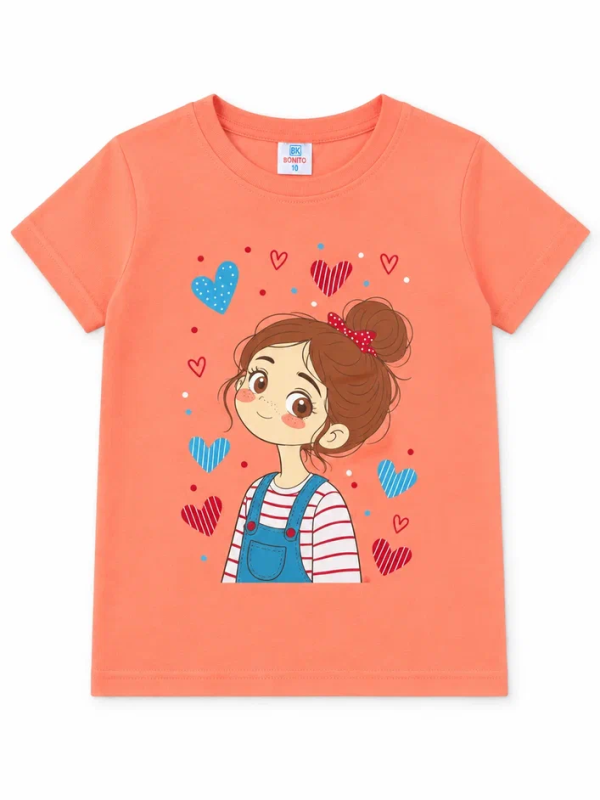 картинка КГ Футболка для девочки 5-8 лет 100% хлопок BONITO KIDS/BK0002D26/уп.4шт./меш.700шт. от BonitoKids