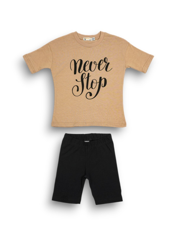 картинка ЧЗ Комплект для девочки (футболка и велосипедки) 5-8 лет 95% хлопок, 5% эластан BONITO KIDS/OP1963/уп.4шт./меш.400шт. от BonitoKids