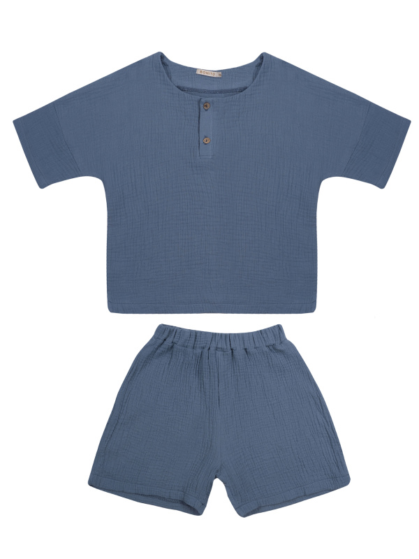 картинка ЧЗ Комплект для мальчика (футболка и шорты) 6-9 лет 100% хлопок BONITO KIDS/OP1938(2026)(ЧЗ)/уп.4шт./меш.220шт. от BonitoKids