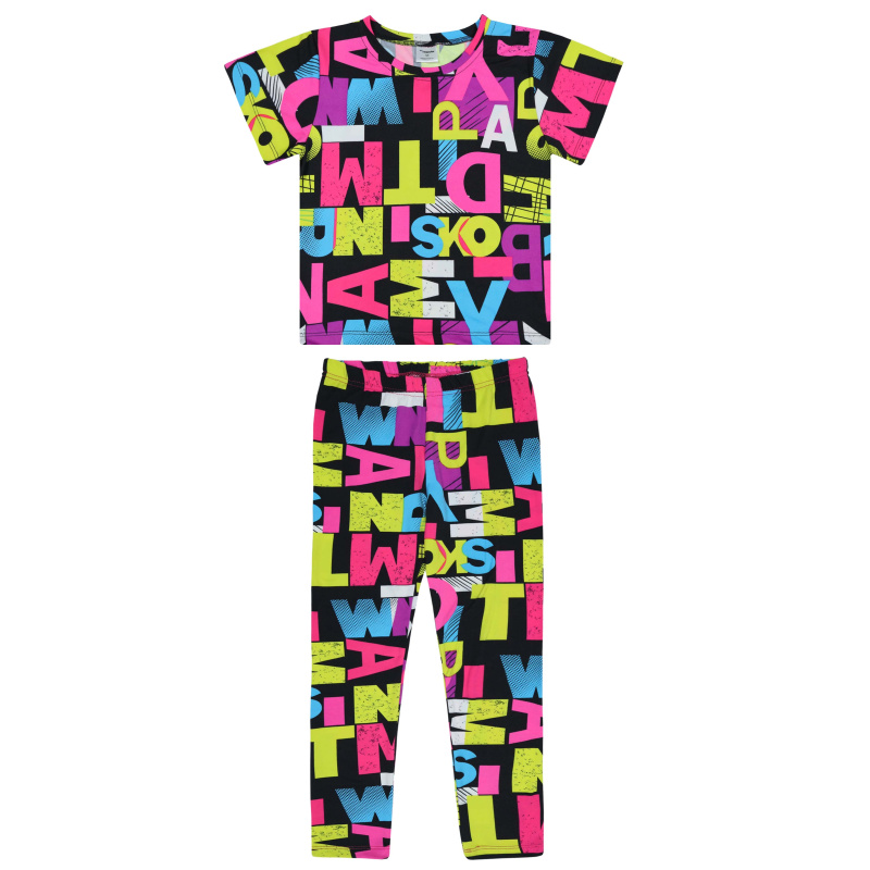 картинка БГ_ЧЗ Комплект для девочки (футболка и лосины) 8-12 лет 60% хлопок, 40% полиэстер BONITO KIDS/BK1724KP(04-24)(ЧЗ)/уп.5шт./меш.300шт. от BonitoKids