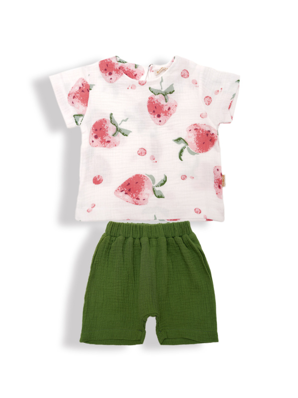 картинка ЧЗ Комплект для девочки (футболка и шорты) 68-86 см 100% хлопок BONITO KIDS/OP1943D(ЧЗ)/уп.4шт./меш.256шт. от BonitoKids