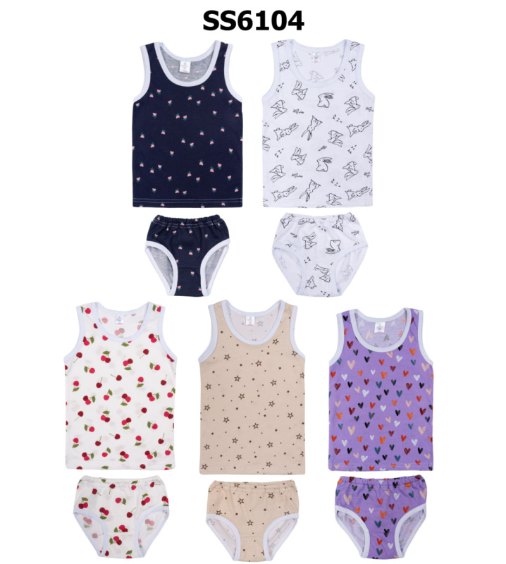 картинка БГ_ЧЗ Комплект для девочки (майка и трусы) 2-6 лет 100% хлопок BONITO KIDS/SS6104(08-25)(ЧЗ)/уп.10шт./меш.900шт. от BonitoKids