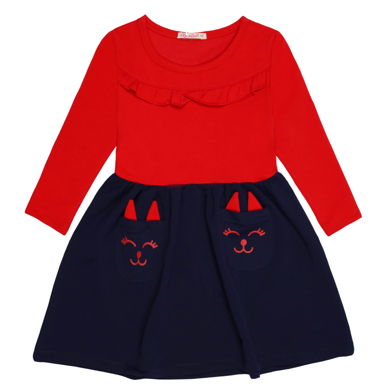 картинка ЧЗ Платье для девочки 3-7 лет 92% хлопок, 8% лайкра BONITO KIDS/BK1503P(01-22)(ЧЗ)/уп.5шт./меш.300шт. от BonitoKids