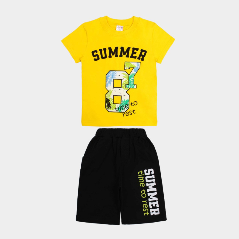 картинка ЧЗ Комплект для мальчика (футболка и шорты) 4-8 лет 95% хлопок, 5% эластан BONITO KIDS/OP1815(ЧЗ)/уп.5 шт./меш.225шт. от BonitoKids