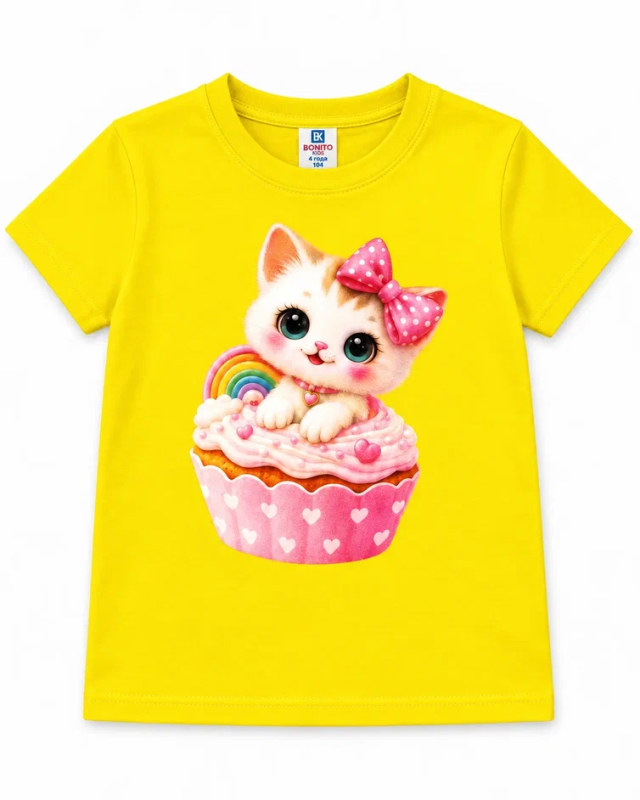 картинка КГ Футболка для девочки, 1,5-4 лет, 100% хлопок, BONITO KIDS/BK0001D26/уп.4шт./меш.800шт. от BonitoKids
