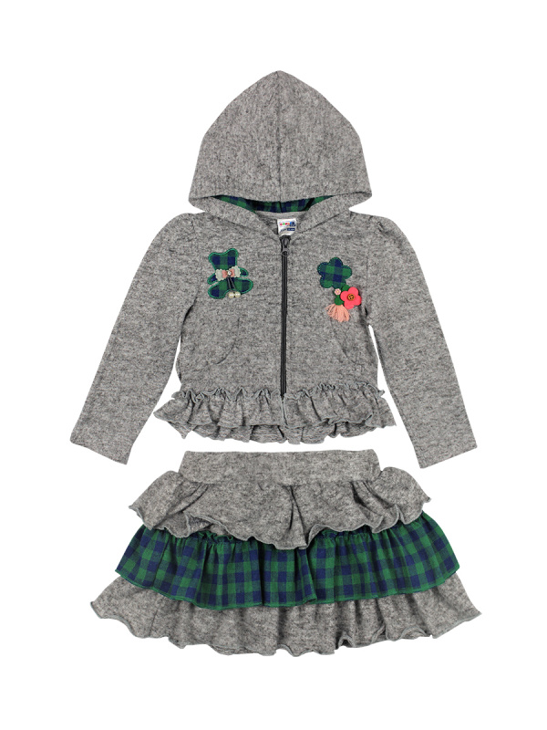 картинка ЧЗ Комплект для девочки (кофточка, юбка) 2-5 лет, 60% хлопок 40% п/э, BONITO KIDS/OP242KT(ЧЗ)/уп.4шт./меш.140шт. от BonitoKids