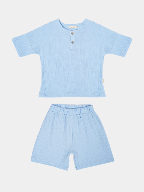 картинка ЧЗ Комплект для мальчика (футболка и шорты) 6-9 лет 100% хлопок BONITO KIDS/OP1938(ЧЗ)/уп.4шт./меш. 200 шт. от BonitoKids