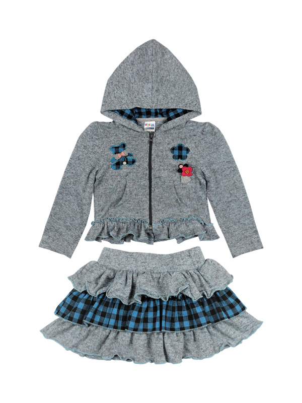 картинка ЧЗ Комплект для девочки (кофточка, юбка) 2-5 лет, 60% хлопок 40% п/э, BONITO KIDS/OP242KT(ЧЗ)/уп.4шт./меш.140шт. от BonitoKids