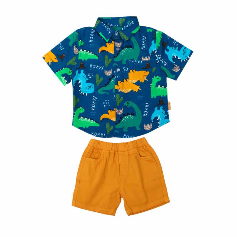 картинка ЧЗ Комплект для мальчика (рубашка и шорты) 2-6 лет 100% хлопок BONITO KIDS/OP1662(ЧЗ)/уп.5шт./меш.350шт. от BonitoKids
