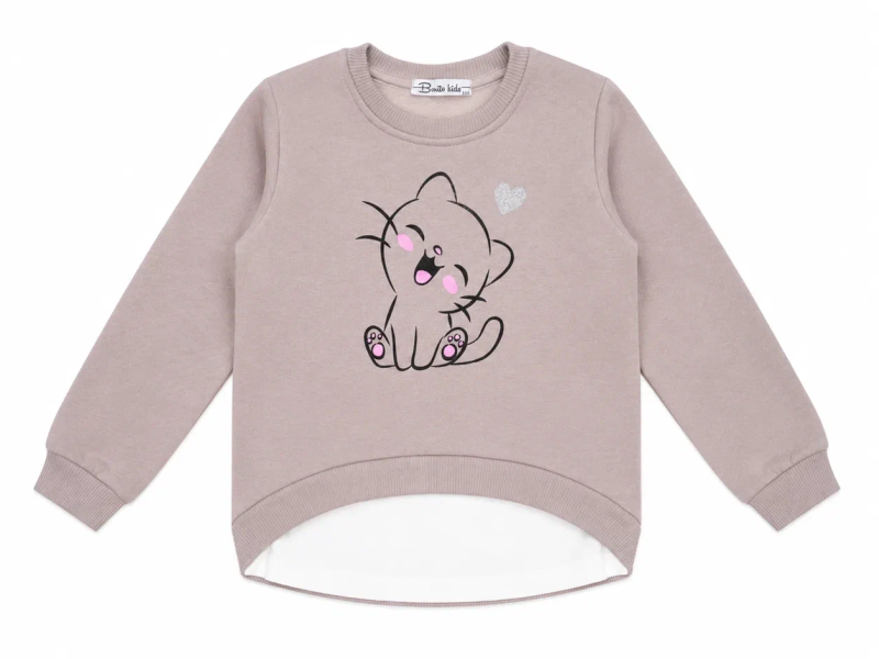 картинка КГ Свитшот для девочки 3-7 лет 85% хлопок 15% пэ BONITO KIDS/BK1369S/уп.5шт./меш.160шт. от BonitoKids