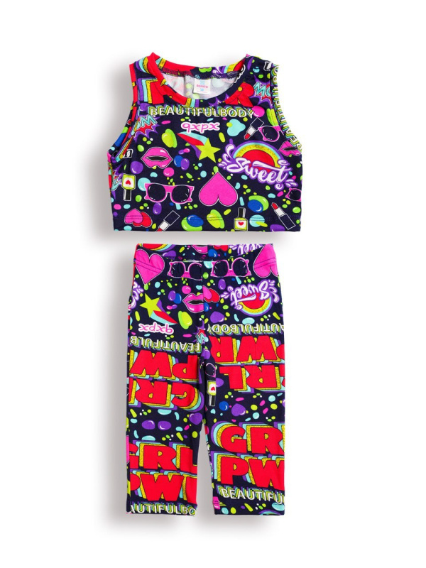 картинка БГ_ЧЗ Комплект для девочки (топ и бриджи) 8-12 лет, 100% п/э BONITO KIDS/BK1784KP(11-24)(ЧЗ)/уп.5шт./меш.500шт. от BonitoKids