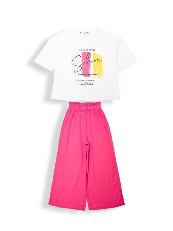 картинка ЧЗ Комплект для девочки (футболка и брюки) 8-12 лет 95% хлопок, 5% лайкра BONITO KIDS/OP1945(ЧЗ)/уп.5 шт./меш.150 шт. от BonitoKids