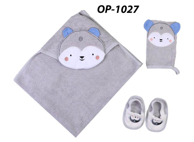 картинка КГ Махровый набор для купания (полотенце, тапочки, рукавичка)  90*90см 100% х/б BONITO KIDS/OP1035/уп.1шт./меш.12шт. от BonitoKids