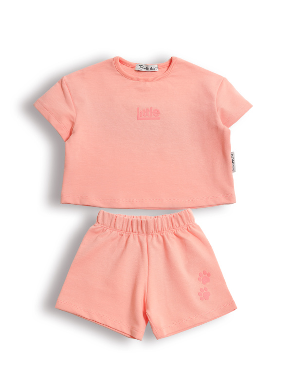 картинка БГ_ЧЗ Комплект для девочки (футболка и шорты) 74-92 см 95% хлопок, 5% лайкра BONITO KIDS/SS6148(ЧЗ)/уп.4 шт./меш.336 шт. от BonitoKids