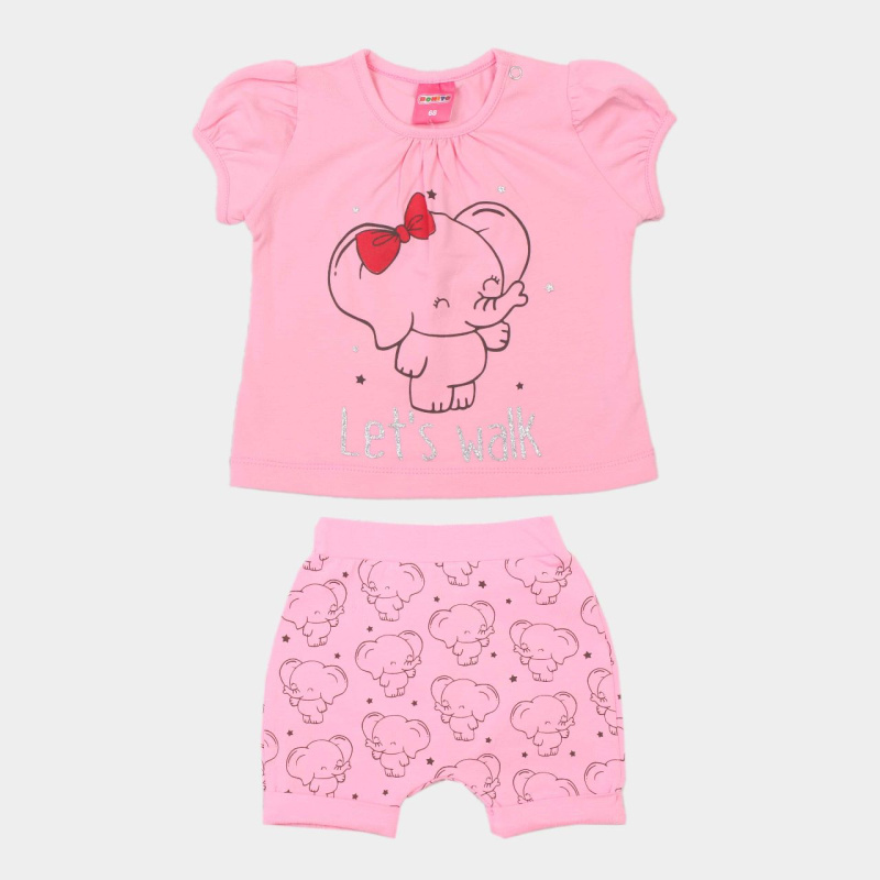 картинка Комплект для девочки (футболка и шорты) 68-86 см 95% хлопок, 5% эластан BONITO KIDS/OP1823(02-23)/уп.4шт./меш 440шт. от BonitoKids