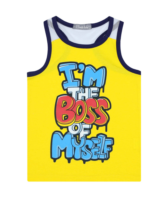 картинка Майка для мальчика 3-7 лет 100% хлопок BONITO-KIDS/BK1423MB/уп.5шт./меш.1200шт от BonitoKids