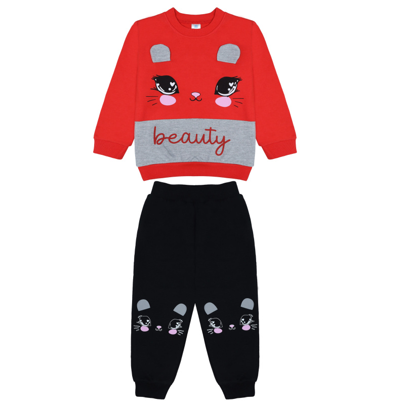 картинка БГ_ЧЗ Комплект для девочки (свитшот и штаны) 2-6 лет 100% хлопок BONITO KIDS/BK1585KP(01-23)(ЧЗ)/уп.5шт./меш.230шт. от BonitoKids