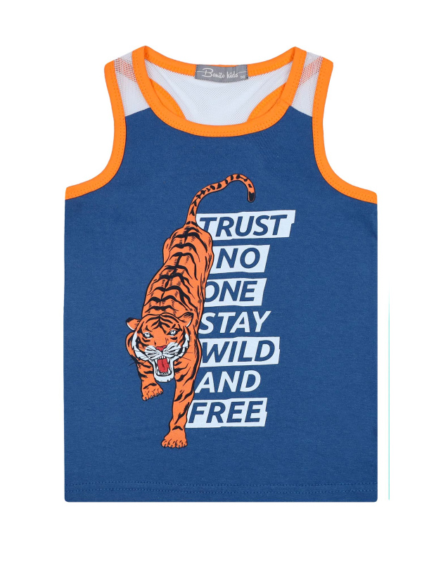 картинка Майка для мальчика 3-7 лет 100% хлопок BONITO-KIDS/BK1423MB/уп.5шт./меш.1200шт от BonitoKids