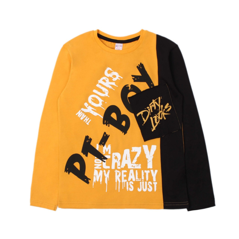 картинка ЧЗ Футболка с длинным рукавом для мальчика 8-12 лет. BONITO KIDS/OP1097(ЧЗ)/уп.5шт./меш.360шт. от BonitoKids