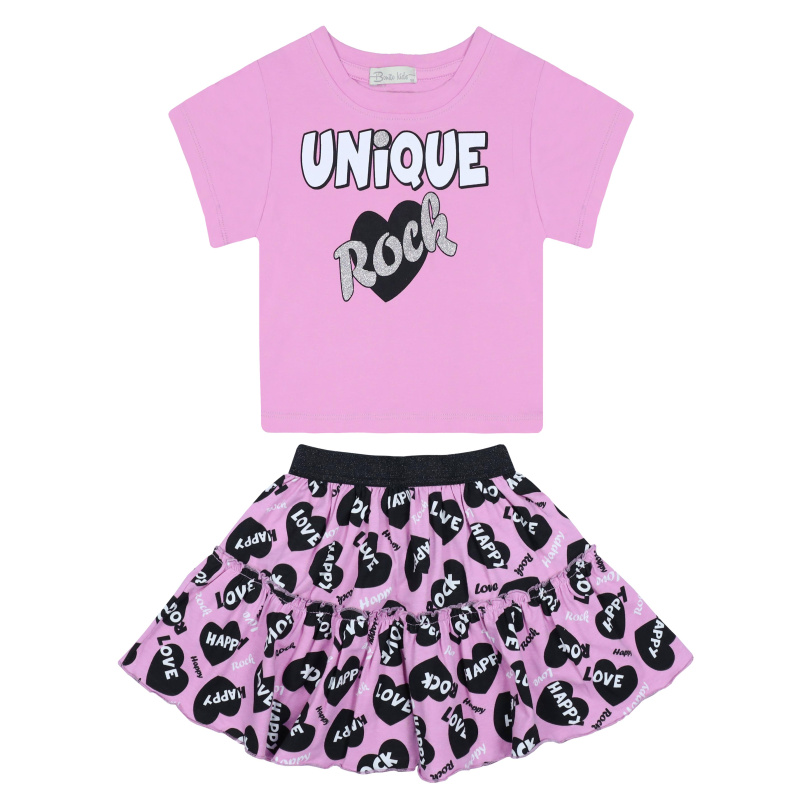 картинка КГ Комплект для девочки (футболка и юбка) 3-7 лет 92% хлопок, 8% лайкра BONITO KIDS/BK1598KP/уп.5шт./меш. 300шт. от BonitoKids