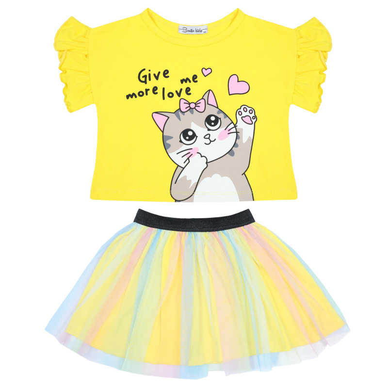 картинка БГ_ЧЗ Комплект для девочки (футболка и юбка) 3-7 лет 92% хлопок, 8 % лайкра BONITO KIDS/BK1564KP(ЧЗ)/уп.5шт./меш. 300шт. от BonitoKids