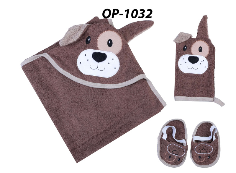 картинка КГ Махровый набор для купания (полотенце, тапочки, рукавичка)  90*90см 100% х/б BONITO KIDS/OP1035/уп.1шт./меш.12шт. от BonitoKids