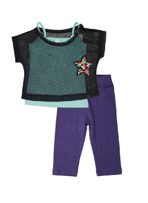 картинка КГ_ОТ Комплект для девочки (топик, майка и лосины) 2-6 лет 95% хлопок, 5% эластан BONITO KIDS/OP998/уп.5 шт./меш.250шт. от BonitoKids