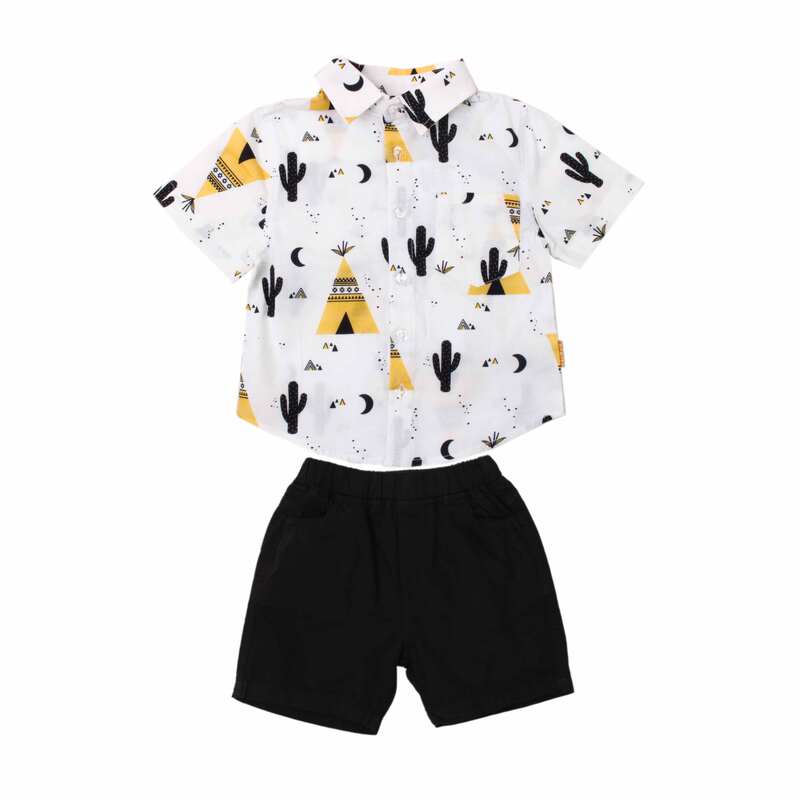 картинка ЧЗ Комплект для мальчика (рубашка и шорты) 2-6 лет 100% хлопок BONITO KIDS/OP1662(ЧЗ)/уп.5шт./меш.350шт. от BonitoKids