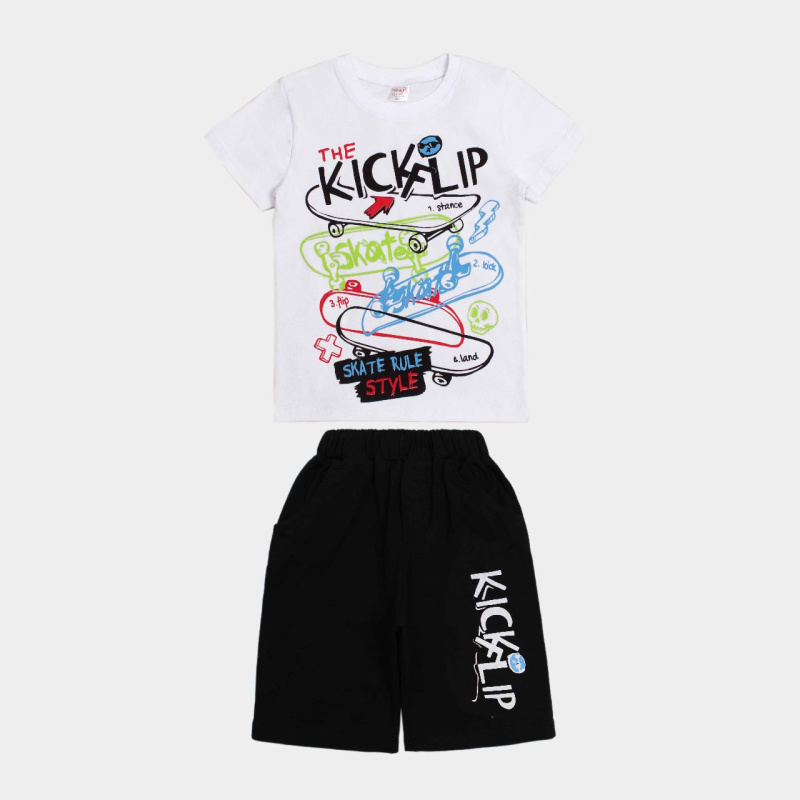 картинка ЧЗ Комплект для мальчика (футболка и шорты) 4-8 лет 95% хлопок, 5% эластан BONITO KIDS/OP1815(ЧЗ)/уп.5 шт./меш.225шт. от BonitoKids