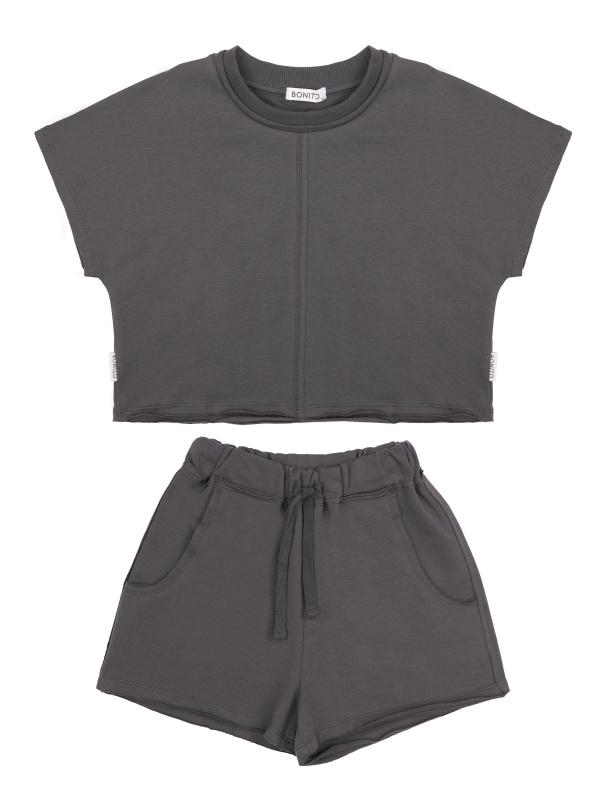 картинка БГ_ЧЗ Комплект для девочки (футболка и шорты) 7-11 лет 95% хлопок, 5% лайкра BONITO KIDS/SS6186KD(ЧЗ)/уп.5шт./меш.150шт. от BonitoKids
