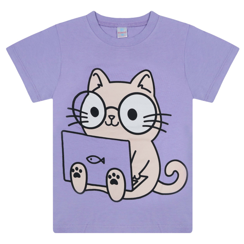 картинка БГ_ЧЗ Футболка для девочки, 4-8 лет, 100% хлопок, BONITO KIDS/BK0002D(03-24)(ЧЗ)/уп.5шт./меш.700шт. от BonitoKids
