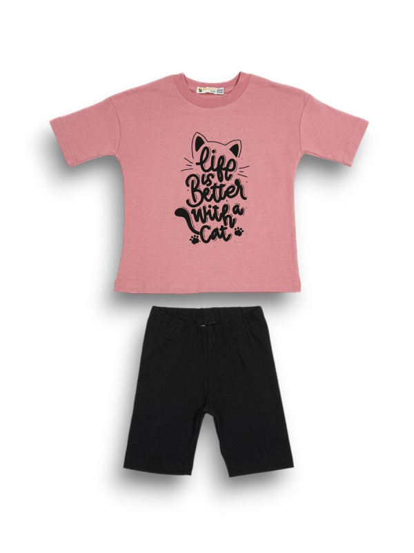 картинка ЧЗ Комплект для девочки (футболка и велосипедки) 5-8 лет 95% хлопок, 5% эластан BONITO KIDS/OP1963/уп.4шт./меш.400шт. от BonitoKids