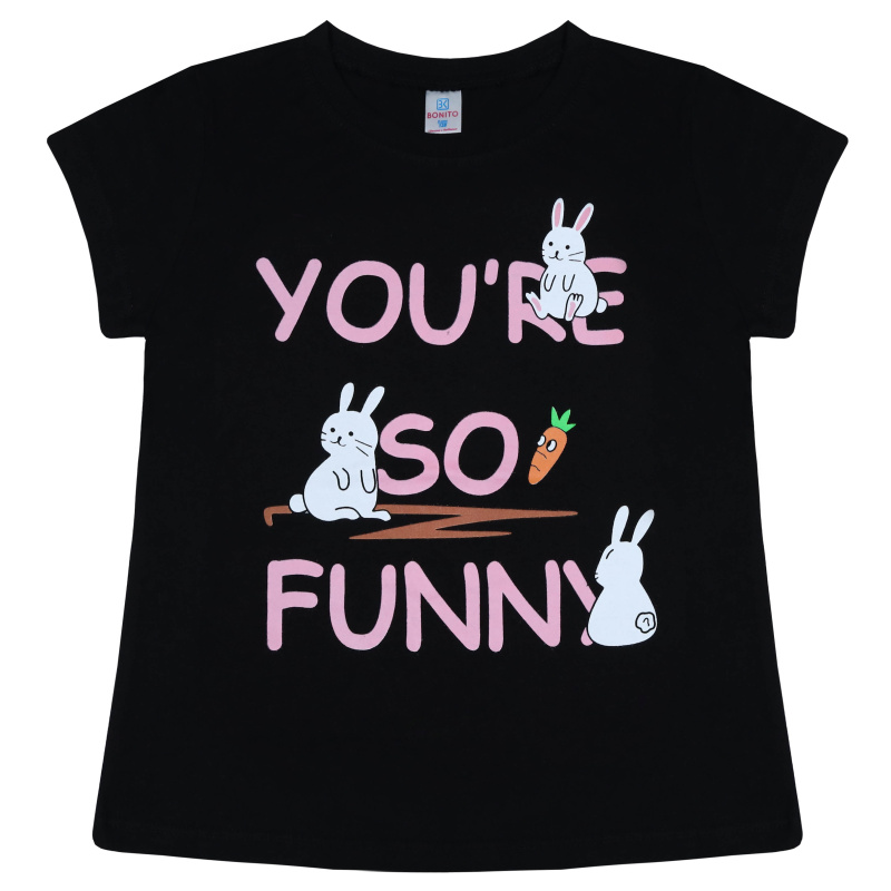 картинка БГ_ЧЗ Футболка для девочки, 8-12 лет, 100% хлопок, BONITO KIDS/BK0003(03-24)(ЧЗ)/уп.5шт./меш.600шт. от BonitoKids