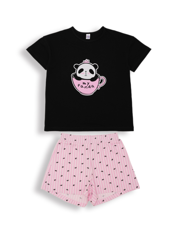 картинка БГ_ЧЗ Пижама для девочки 8-12 лет 92% хлопок 8% лайкра BONITO KIDS/SS6099(ЧЗ)/уп.5шт./меш.300шт. от BonitoKids