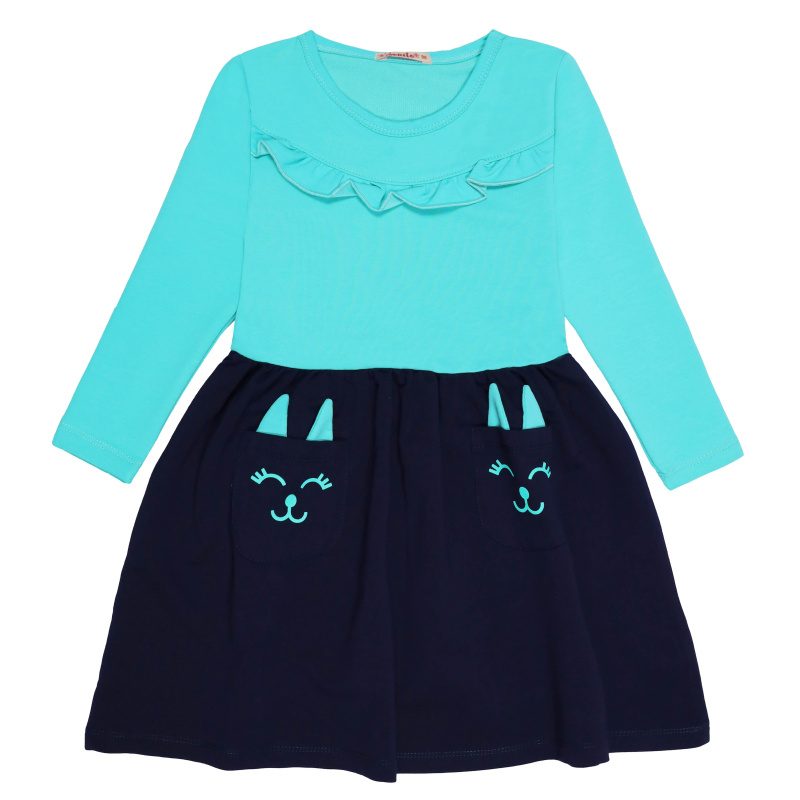 картинка ЧЗ Платье для девочки 3-7 лет 92% хлопок, 8% лайкра BONITO KIDS/BK1503P(01-22)(ЧЗ)/уп.5шт./меш.300шт. от BonitoKids