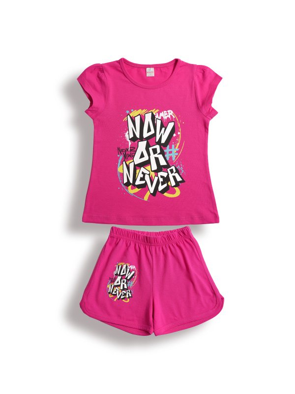 картинка БГ_ЧЗ Комплект для девочки (футболка и шорты) 5-8 лет 100% хлопок BONITO KIDS/BK0005D(12-24)(ЧЗ)/уп.4шт./меш.400шт. от BonitoKids