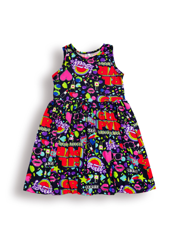 картинка БГ_ЧЗ Платье для девочки 8-12 лет 100% п/э BONITO KIDS/BK1805P(12-24)(ЧЗ)/уп.5шт./меш.300шт. от BonitoKids