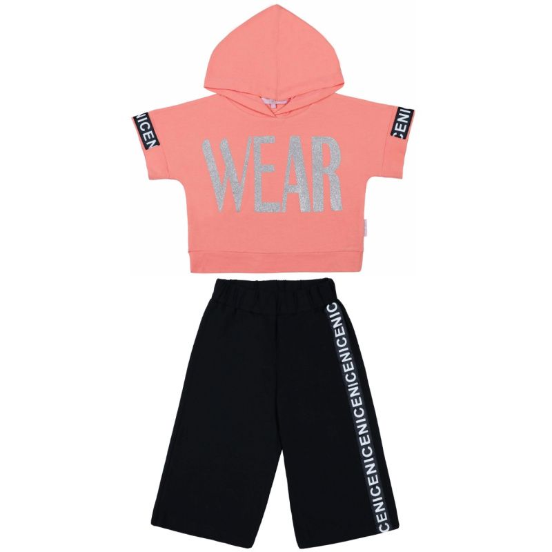 картинка ЧЗ Комплект для девочки (футболка и шорты) 5-8 лет 92% хлопок, 8% лайкра BONITO KIDS/BK1696FSH(ЧЗ)/уп.4шт./меш.200шт. от BonitoKids