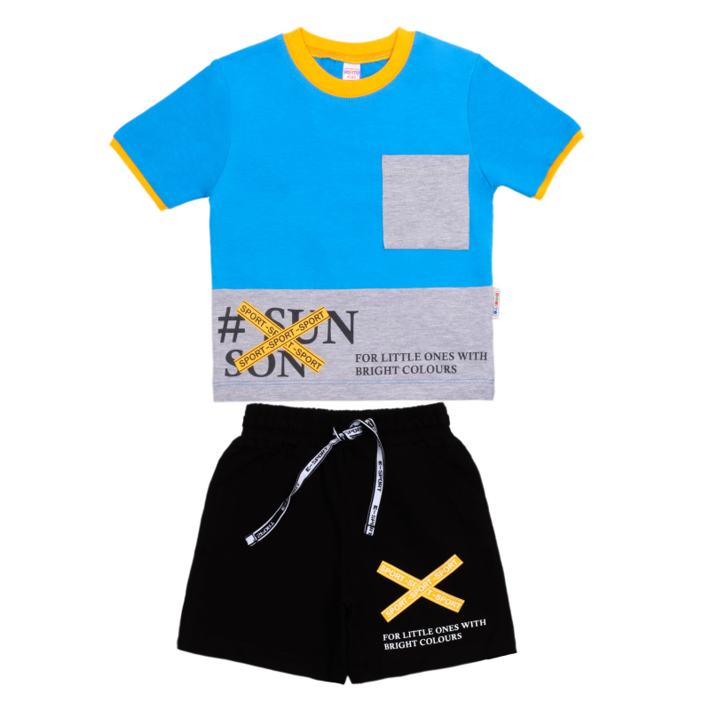 картинка БГ_ЧЗ Комплект для мальчика (футболка и шорты) 1-4 лет 95% хлопок, 5% эластан BONITO KIDS/OP1444(ЧЗ)/уп.4 шт./меш.320шт. от BonitoKids
