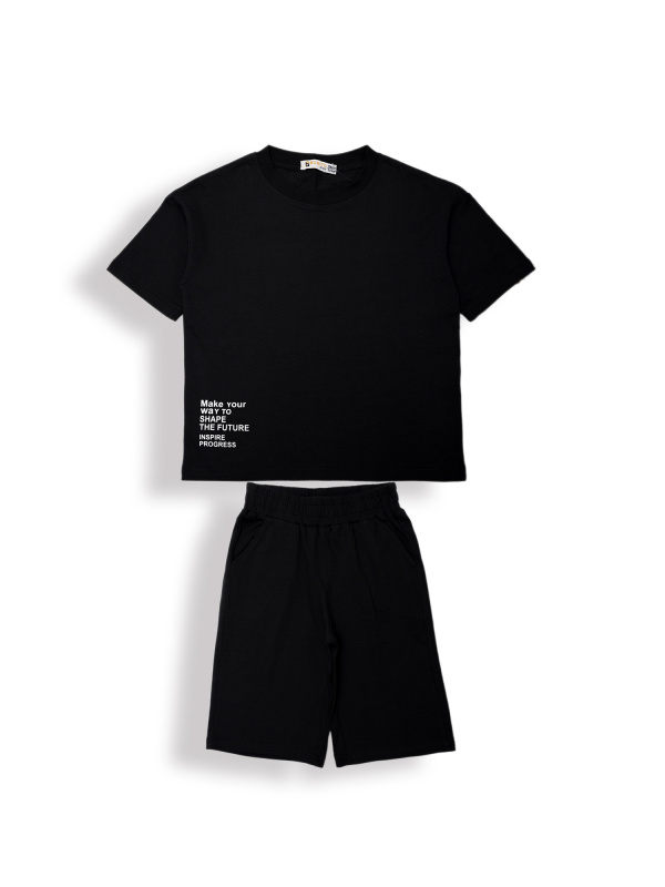 картинка ЧЗ Комплект для мальчика (футболка и шорты) 8-12 лет 100% хлопок BONITO KIDS/OP1962(ЧЗ)/уп.5шт./меш.270шт. от BonitoKids