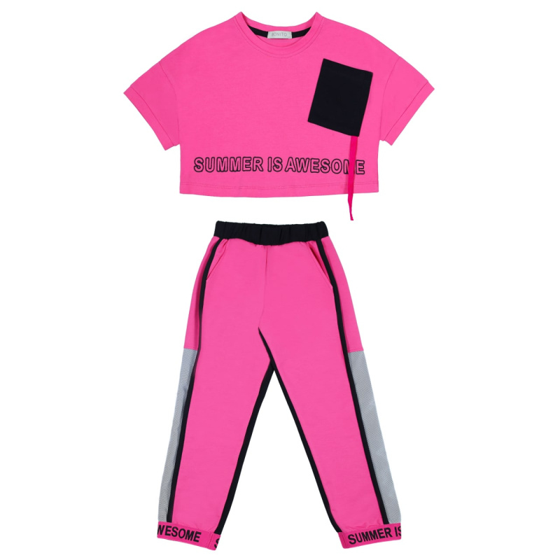 картинка ЧЗ Комплект для девочки (футболка и бриджи) 8-12 лет 92% хлопок, 8% лайкра BONITO KIDS/BK1588KP(ЧЗ)/уп.5шт./меш. 150шт. от BonitoKids