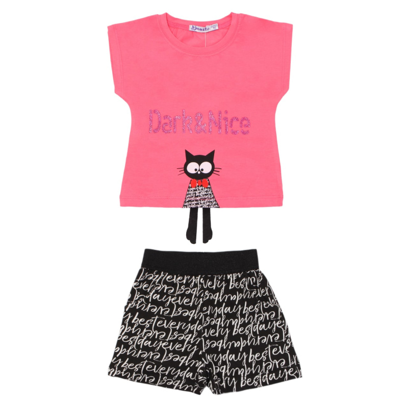 картинка ЧЗ Комплект для девочки (футболка и шорты) 2-6 лет 95% хлопок, 5% эластан BONITO KIDS/OP1454(ЧЗ)/уп.5шт./меш.350шт. от BonitoKids