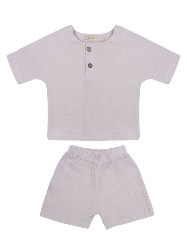 картинка ЧЗ Комплект для мальчика (футболка и шорты) 2-5 лет 100% хлопок BONITO KIDS/OP1937(2026)(ЧЗ)/уп.4шт./меш.244 шт. от BonitoKids