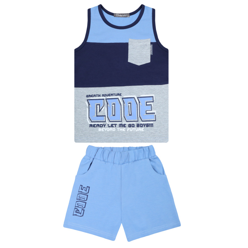 картинка ЧЗ Комплект для мальчика (майка и шорты) 3-7 лет 92% хлопок, 8% лайкра BONITO KIDS/BK1657KP(ЧЗ)/уп.5шт./меш.375шт. от BonitoKids