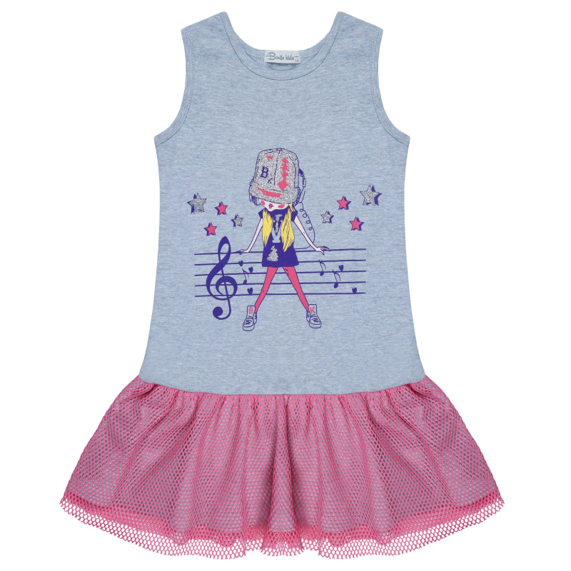 картинка ЧЗ Платье для девочки 5-8 лет 92% хлопок, 8% лайкра BONITO KIDS/BK1576P(ЧЗ)/уп.4шт./меш.336шт. от BonitoKids