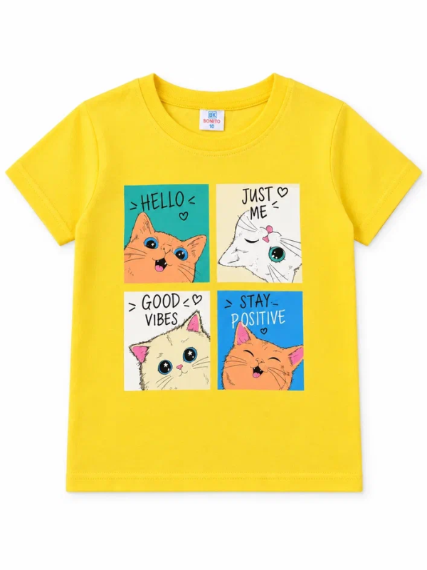 картинка КГ Футболка для девочки 5-8 лет 100% хлопок BONITO KIDS/BK0002D26/уп.4шт./меш.700шт. от BonitoKids