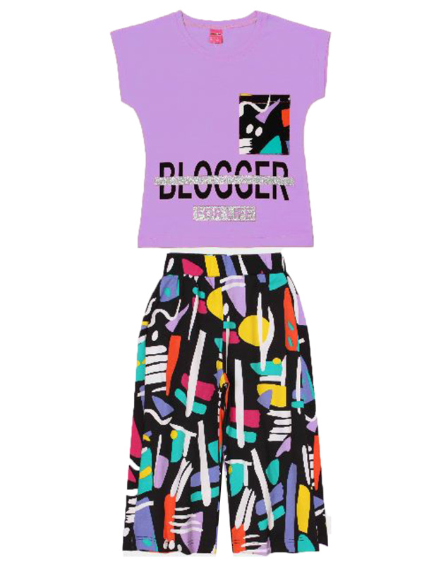 картинка КГ_ОТ Комплект для девочки (футболка и бриджи) 8-12 лет 95% хлопок, 5% эластан BONITO KIDS /OP1828микс/уп.5шт./меш.175шт. от BonitoKids